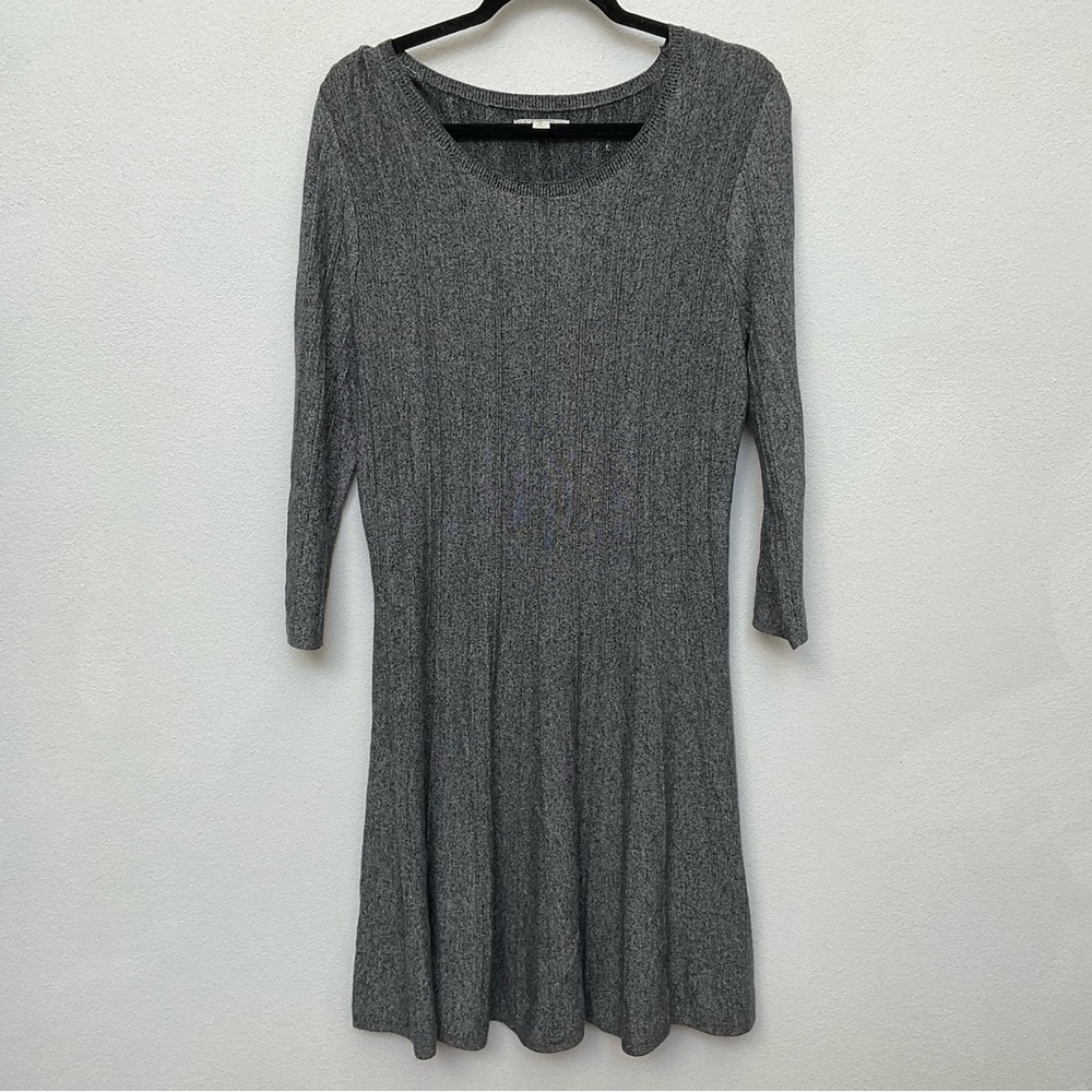 Dana Buchman Heather Grey Long Sleeve Sweater Swing Dress Size Large Holiday